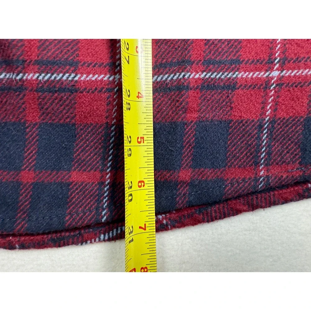 Orvis XXL Heavy Flannel Coat Shirt Red Blue Plaid Long Sleeve‎ Button  Pockets